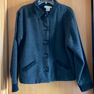 Mac & Jac Vtg Womens Wool Blend Button Front Lined‎ Coat Jacket Medium Charcoal